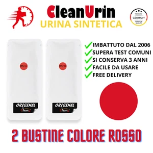 CLEAN URIN 2 BUSTINE ROSSO 👨🔬 2 x 25 ml URINA SINTETICA 🔝 MADE IN GERMANY - Imagen 1 de 4