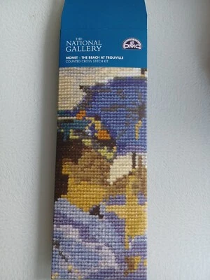 NEW, DMC, COUNTED CROSS STITCH BOOKMARK KIT. 'MONET-THE BEACH AT TROUVILLE'. - Image 1 of 3