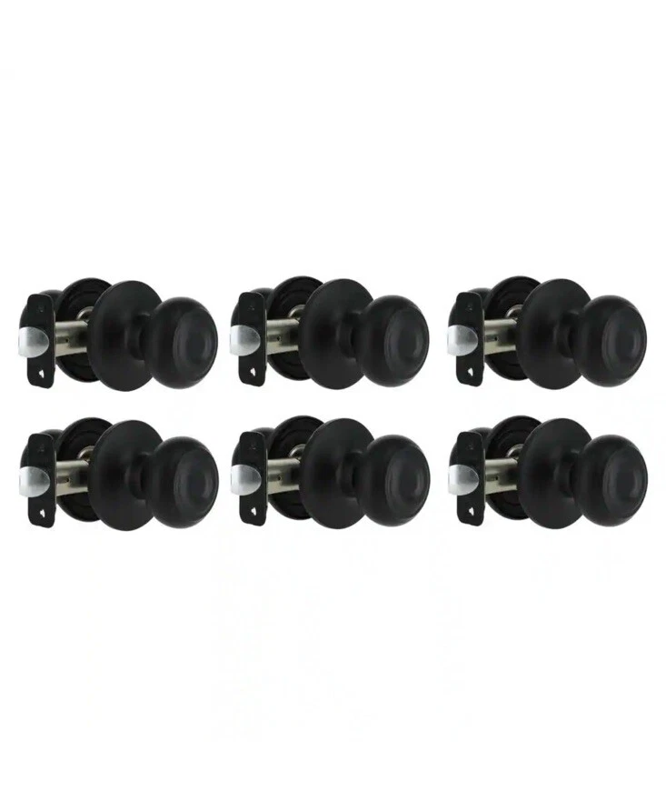 Defiant Hartford Matte Black Hall Closet Door Knob Contractor 6-Pack 1007789938