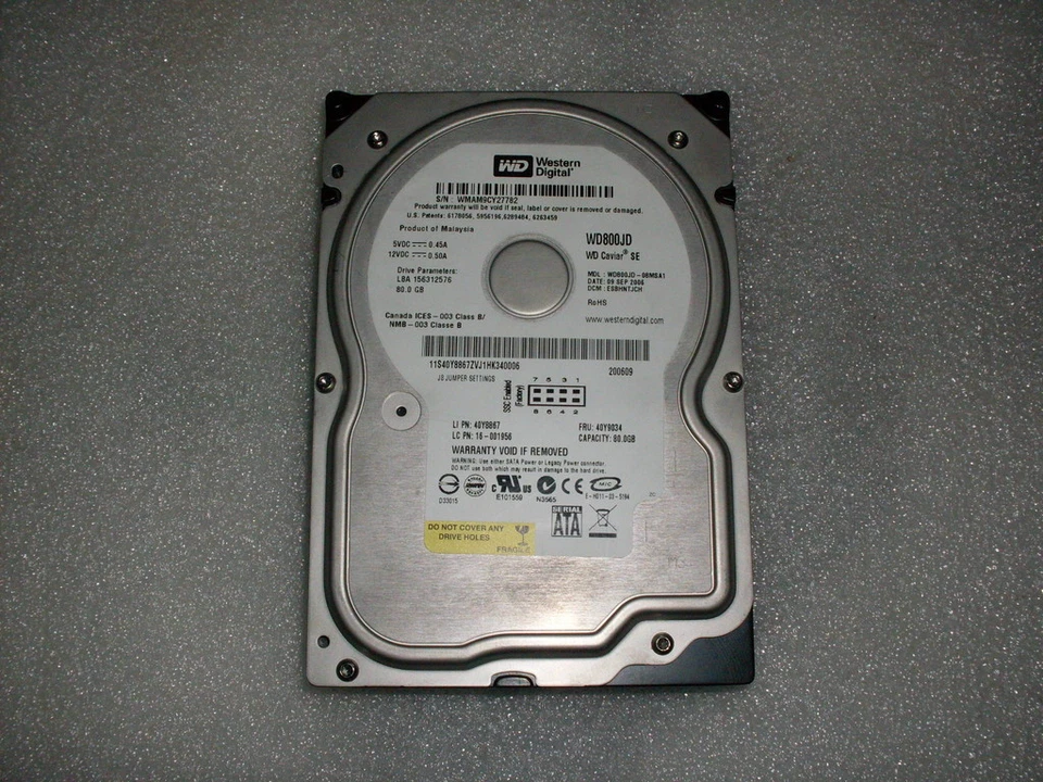 Hard disk Western Digital Caviar SE 80 GB SATA WD800JD 7200 RPM - Immagine 1 di 1
