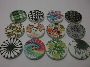 30pcs Large Round Painted 30mm Wood Sewing Craft Scrapbook Card Art Buttons - Picture 1 of 16