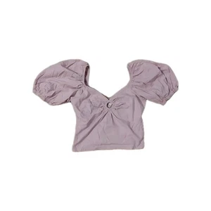 Sim & Sam Top Womens Size Small Lilac Cropped Smocked Puff Sleeves Key Hole - Picture 1 of 6