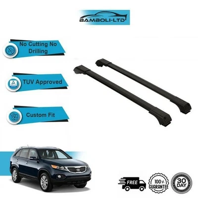 Se adapta a KIA SORENTO 2 2010-2013 barras transversales de techo rieles aluminio JUEGO NEGRO Foto 1 de 4
