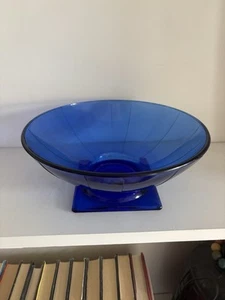 LE Smith Vtg Blue Cobalt Bowl With Square Base - Picture 1 of 6