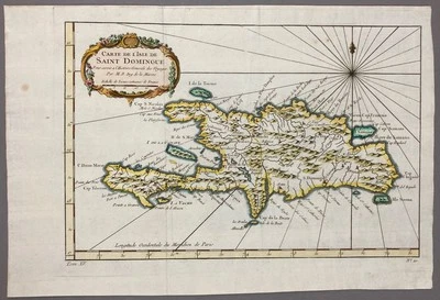 Jacques-Nicolas Bellin  "Carte de l’Isle de Saint Domingue" 18th Century Haiti - Изображение 1 из 4