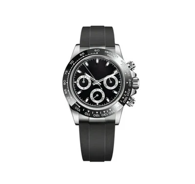 Seikmod Black Steel Dail Seiktona Rubber Band Automatic Chronograph Sport Watch - Image 1 of 4