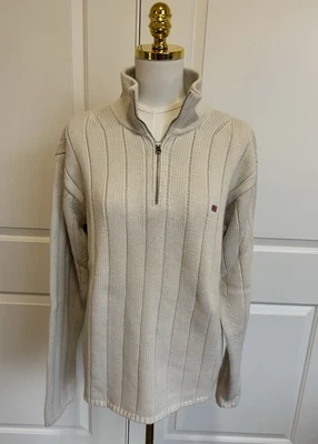 Suéter Vintage Polo Jeans Co Ralph Lauren Quarto Zíper Logotipo Bandeira L 100% Algodão - Imagem 1 de 4