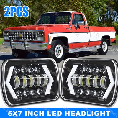 Par de faros LED altos/bajos 7x6" 5x7"" más nuevos para Chevrolet C10 C20 C30 1981-1986 Foto 1 de 4