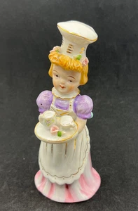 Rare Napco Baker Girl In Chef Hat Carrying Tea Tray Figurine Japan No 5508B - Picture 1 of 12