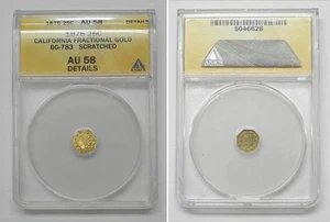 1875 Octagonal California Gold 25 Cents, ANACS AU58 details, scratched, BG-783 - Picture 1 of 1