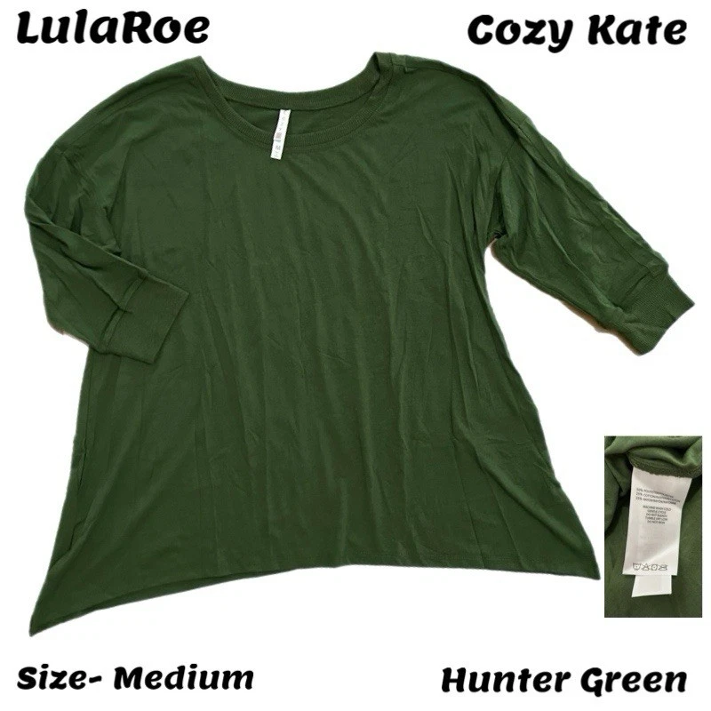 LuLaRoe Cozy Kate 3/4 Sleeve Shirt Size Medium Beautiful Hunter green EUC - Image 1 of 1