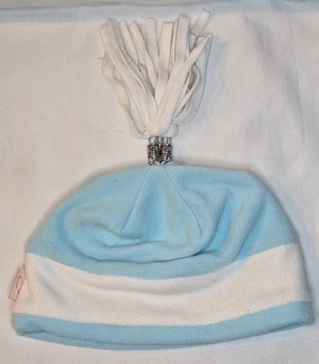 Gorro de lã Obermeyer borla com miçangas azul/branco - Imagem 1 de 3