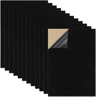 12 PIEZAS Hojas de Fieltro Autoadhesivas Negras, Terciopelo Suave Fieltro Adhesivo Trasero para Joyería Foto 1 de 4