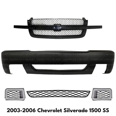 Front Bumper Cover Primed & Grille Assembly Kit For 2003-07 Chevy Silverado 1500 - Image 1 of 4