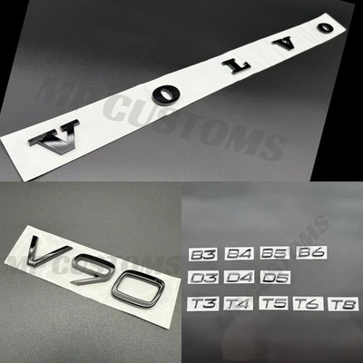 Insignias traseras negras brillantes letras para Volvo V90 B4 B5 B6 T4 T5 T6 T8 D4 D5 - Imagen 1 de 2