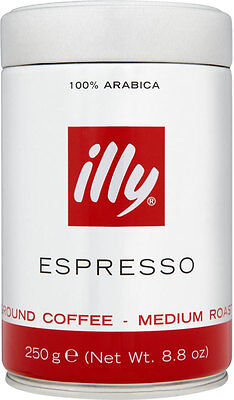 ILLY Espresso Medium Roast Ground Coffee Tin 250g 8.8oz • 47.19$
