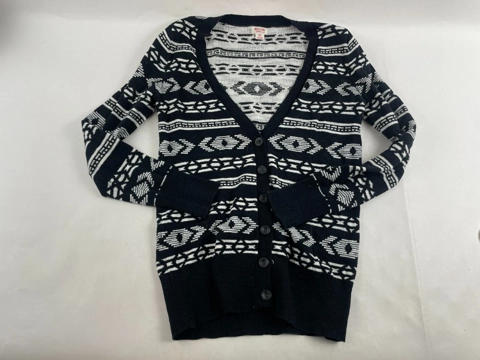 Suéter Mossimo, Para Mujer Talla Pequeña, Negro Blanco, Cárdigan, Azteca Foto 1 de 4