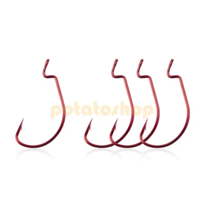 30PCS Worm Fishing Offset Hooks Weedless Wide Gap Crank Red Jig Soft Lures Pike - Image 1 of 4
