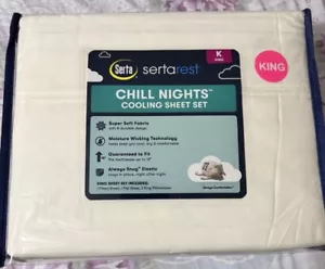 Serta Rest Cooling KING Sheet Set Moisture Wicking Deep Fit-Off White - Picture 1 of 3