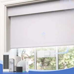 Solar Motorized Blinds with Remote,100% Blackout Smart Roller Blinds 72"L x 23"W - Picture 1 of 6