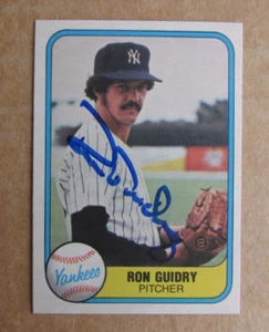 1981 FLEER BASEBALL RON GUIDRY #88 AUTOGRAPH SIGNED CARD NEW YORK YANKEES - Picture 1 of 1