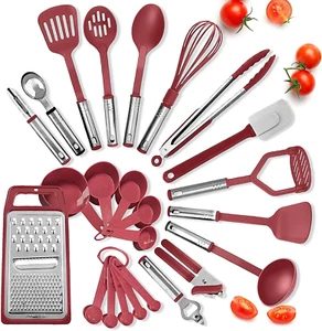 Cooking Utensils Set - 24 Pieces Nylon Kitchen Gadgets, Spatula Set with Stainle - Picture 1 of 12