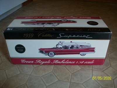 1:18 Precision Miniatures Red/White 1959 Cadillac Superior Ambulance - Image 1 of 2