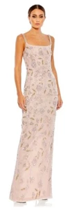 Abito vestito Mac Duggal floreale con perline a mano taglia 12 rosa paillettes esaurito 1808 $498 - Foto 1 di 13