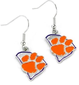 Clemson Tigers State Design Earrings [NEW] NCAA Ear Ring Pair Chain Ring Hoop - Picture 1 of 1