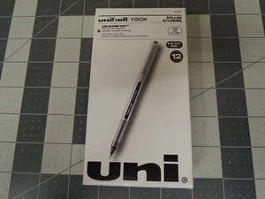 Uni-ball Vision Fine 60126 Schwarze Tinte 0,7 mm Tintenroller, Schachtel mit 12 Stiften - NEU - Bild 1 von 10