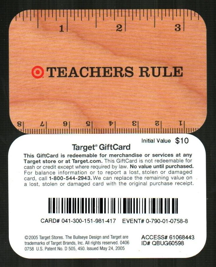TARGET Teachers Rule ( 2006 ) Gift Card ( $0 ) - RARE - Image 1 of 1