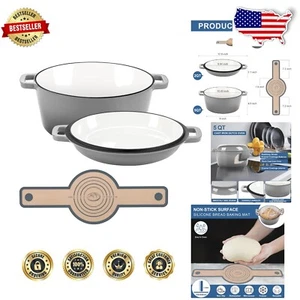 Durable Cast Iron Dutch Oven Set - Perfect for Bread Baking and Multi-Cook Meals - Picture 1 of 9