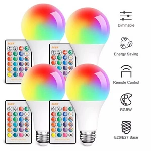 4 PACK RGBW LED Light Bulb Color Changing Dimmable Lamp With Remote Control - Picture 1 of 14