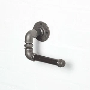 INDUSTRIAL VINTAGE PIPE TOILET ROLL HOLDER WALL MOUNTED - Picture 1 of 6