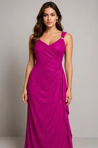 Y2K Babydoll Formal Gown Womens 12 Pink Draped Ruched Maxi Prom Chiffon Iconic - Picture 1 of 24
