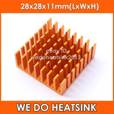 2pcs 28mm Heatsink 28*28*11mm Gold Slotted Anodized 28x28x11mm Heatsink Cooler - image 1 of 4