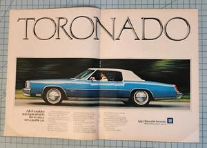 1972 Vintage 2 Page Print Ad 1973 Oldsmobile Toronado Blue All of a sudden you - Picture 1 of 6