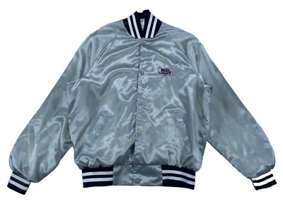 Bud Light Lady Luck Satin Snap Button Jacket USA Silver Large Vintage (Flaws) — 第 1/4 张图片