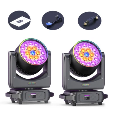 2Pack RGBW LED 19x20W Zoom Moving Head Stage Light Strip DMX Beam Wash DJ Lights - Image 1 of 4