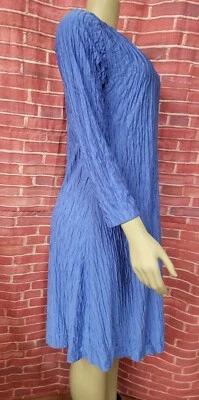 Vestido sin mangas Ruth Norman NY vintage azul arrugado tejido azul XS #E Foto 1 de 4
