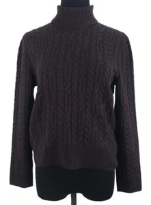 ST JOHN COUTURE BY MARIE GRAY Sweater Womens Large Brown Cable Knit Turtleneck - Picture 1 of 4