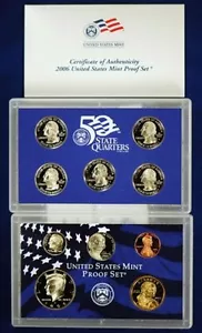 Juego de prueba de acuñación de Estados Unidos 2006 con caja y certificado de autenticidad 10 monedas caja azul - Imagen 1 de 6