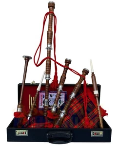 Pipa cornamusa palissandro Highland in vendita finitura naturale con copertura tartan esercito salvezza - Foto 1 di 5