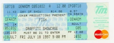 Fish Concert Ticket Graffiti Showcase Pittsburgh, PA 1997 - Image 1 of 2