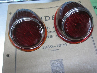 Juego de lentes de luz trasera Hudson 3Cpe VicCpe convertibles 129056 129057 NOS 1938 1939 Foto 1 de 4