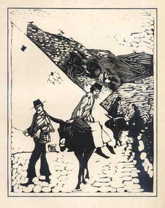 SÜDSPANISCHER SAUMPFAD 1915 Arminius HASEMANN OriginalHolzschnitt - Picture 1 of 1