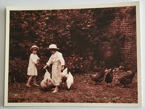 1980 COUNTRYCORE PC CUTE CHILDREN PLAYING W/ CHICKENS ROOSTERS CAROLINE ARBER - Picture 1 of 2