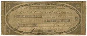 1829 Farmers Bank Belchertown Massachusetts MA $3 No.946 (L2099) - Picture 1 of 2