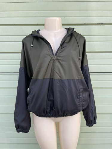 VETEMENTS LEGGI Giacca con cappuccio Miss London verde nera manica lunga cerniera anteriore taglia XL 2300