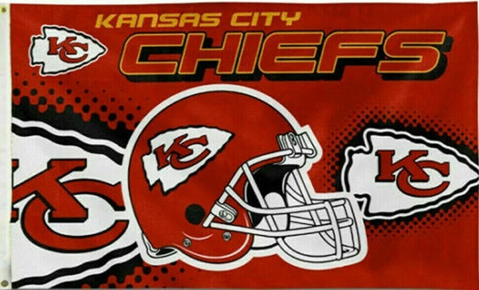KANSAS CITY CHIEFS 3X5 FLAG MAN CAVE FLAG NEW BANNER KC USA - Image 1 of 4